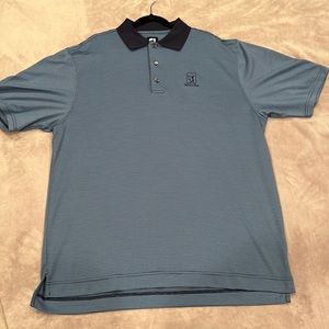 FOOT JOY NAVY BLUE LIGHT BLUE MENS GOLF SHIRT SIZE XL TAMPA BAY GOLF LOGO